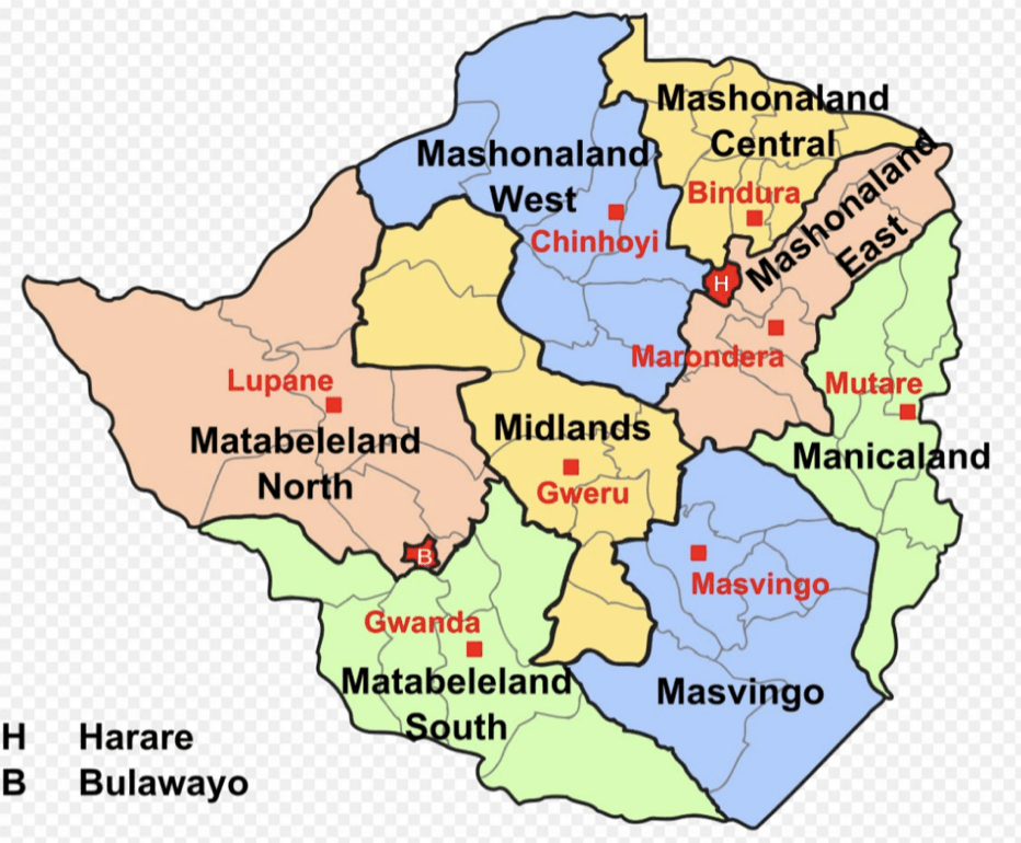 Map of Zimbabwe
